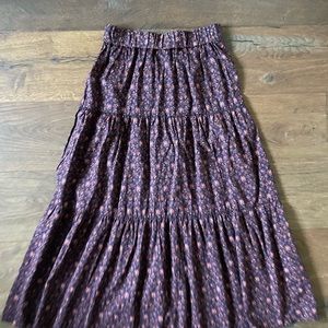 Madewell Floral Tiered Midi Skirt XXS